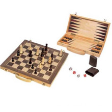 antique chess board set in wood